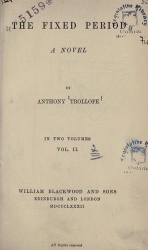 Anthony Trollope: The fixed period (1981, Arno Press)