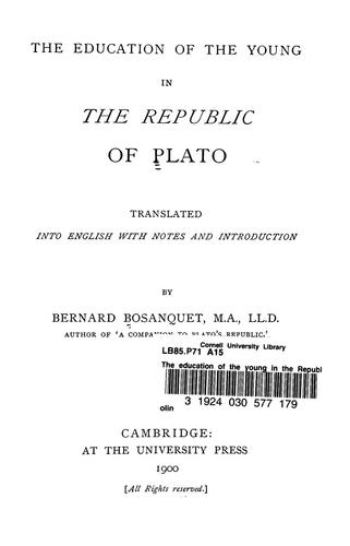 Πλάτων: The education of the young in the Republic of Plato (1900, University Press)