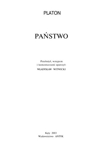 Πλάτων: Pan stwo (Polish language, 2003, "Antyk")